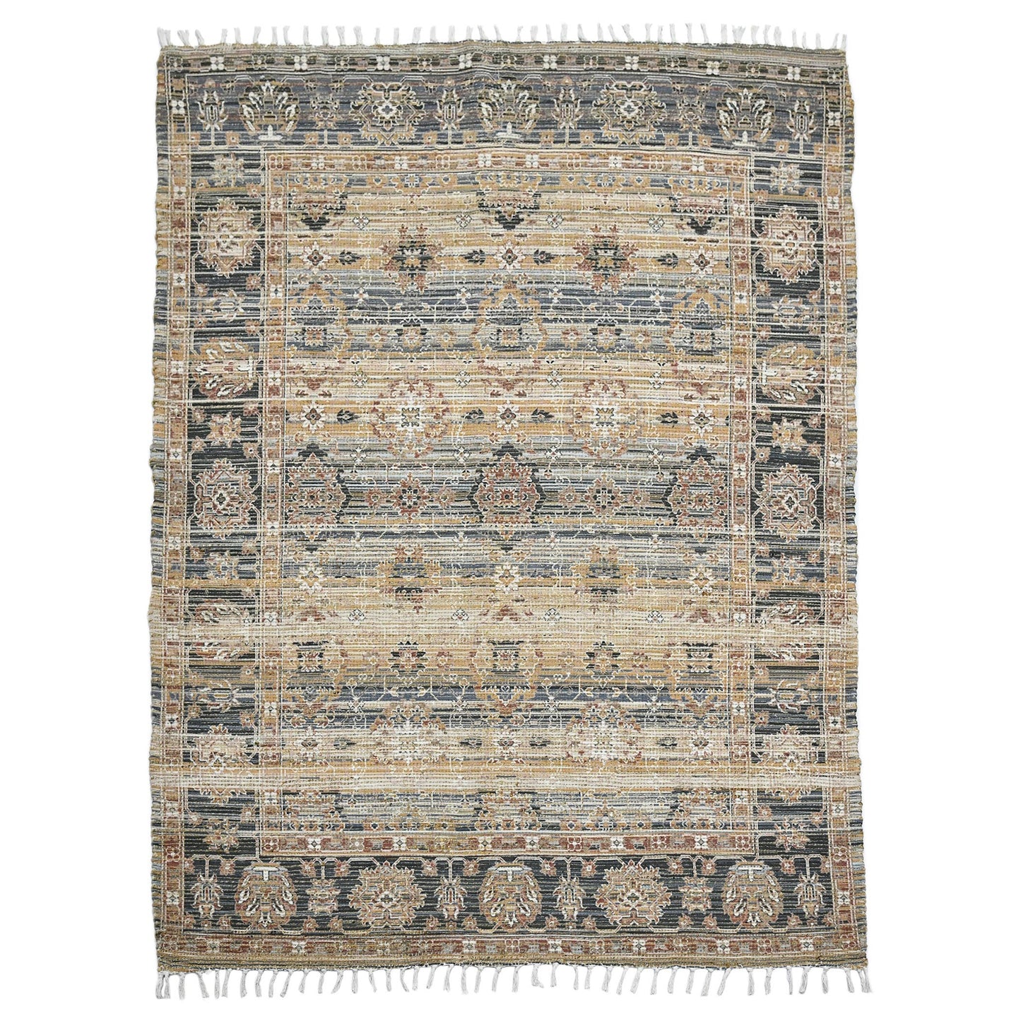 Prairie Hays Blue/Green Hand-Woven Jute/Polyester Area Rug