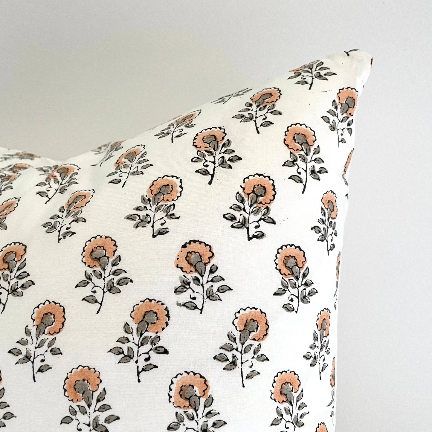 18x18 cotton peach vintage floral buds square pillow