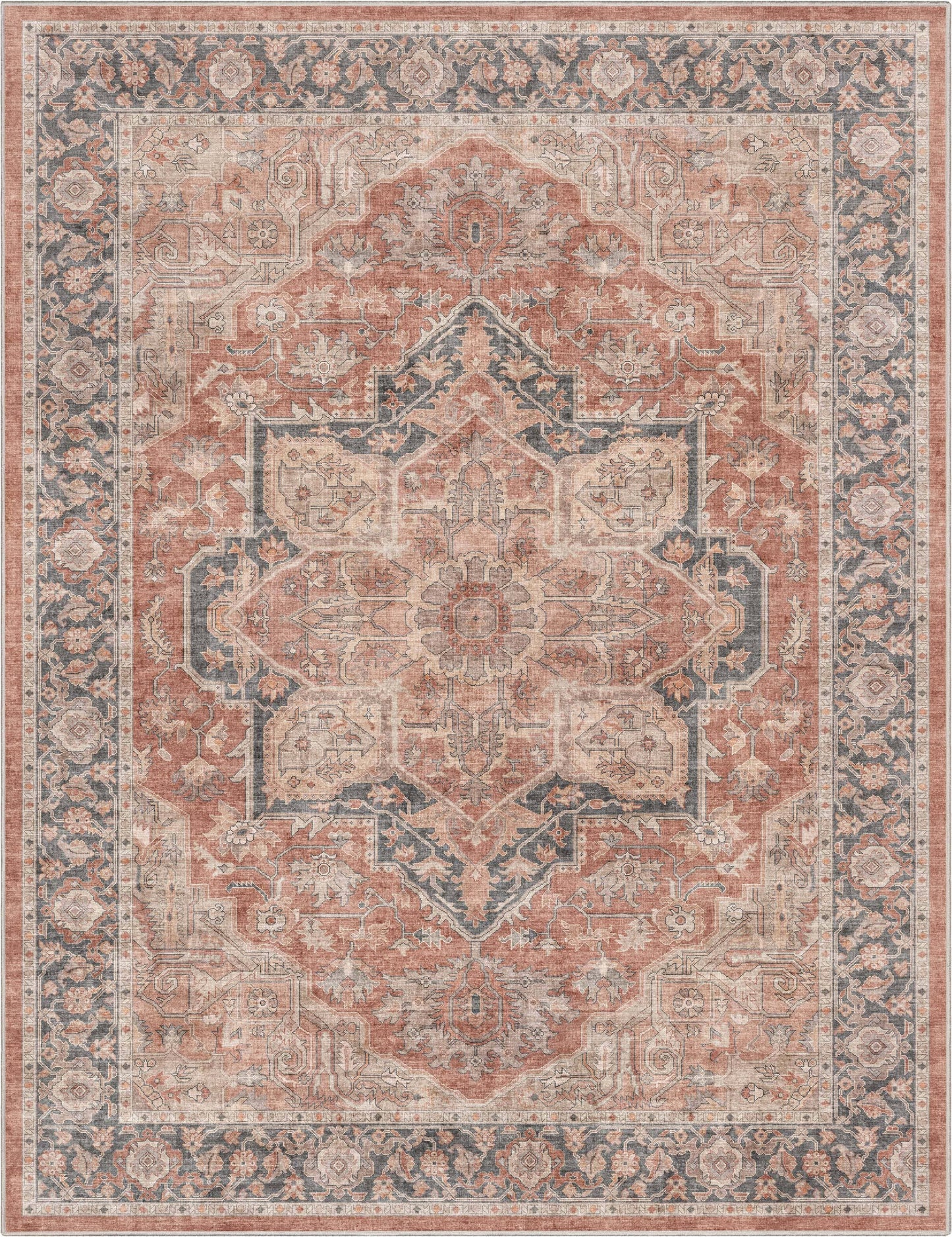 Bolona Vintage Oriental Floral Red Flat-Weave Rug