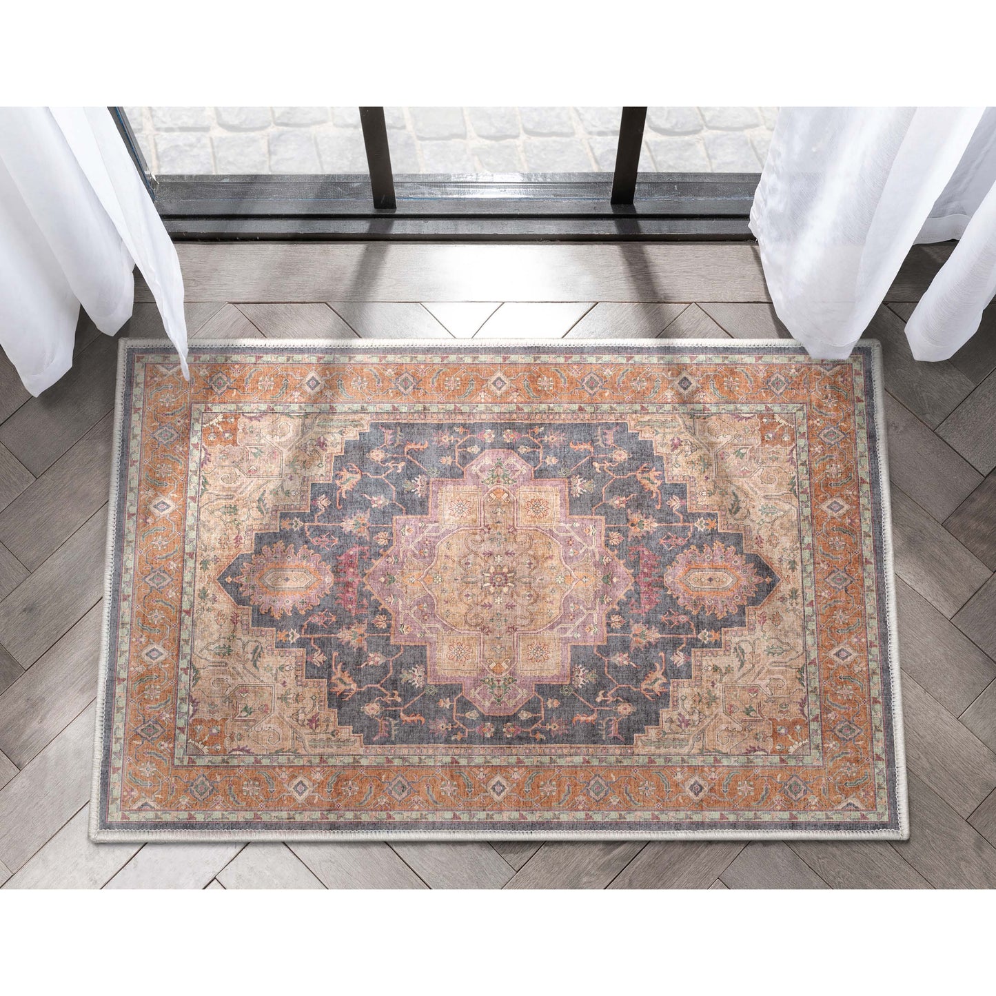 Paris Vintage Oriental Persian Flat-Weave Rug