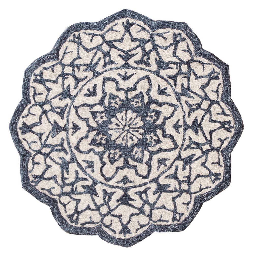 Modern Mosaic Medallion Hearth Rug  2'3" x 3'10" WOOL