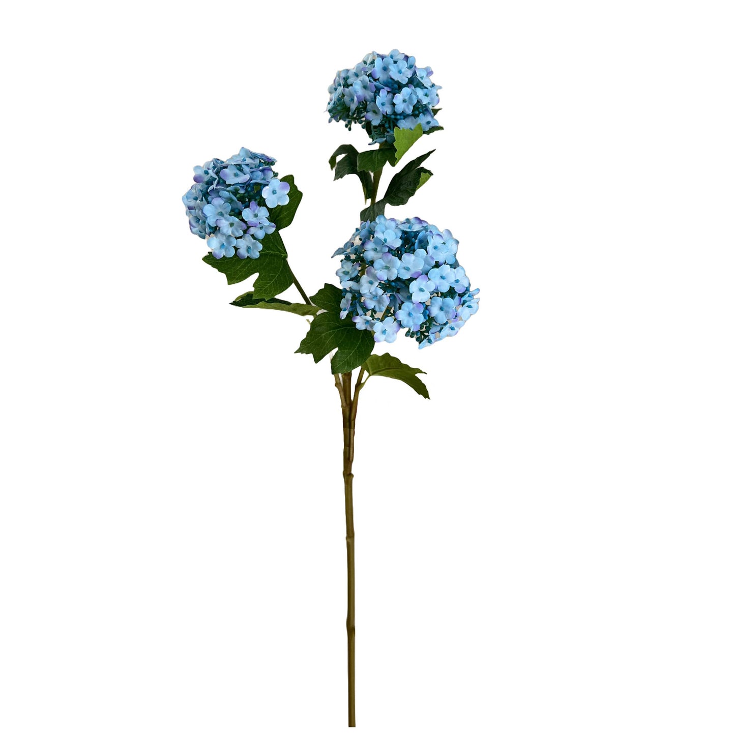 27"-3 Blooms-faux Snowball hydrangea spray