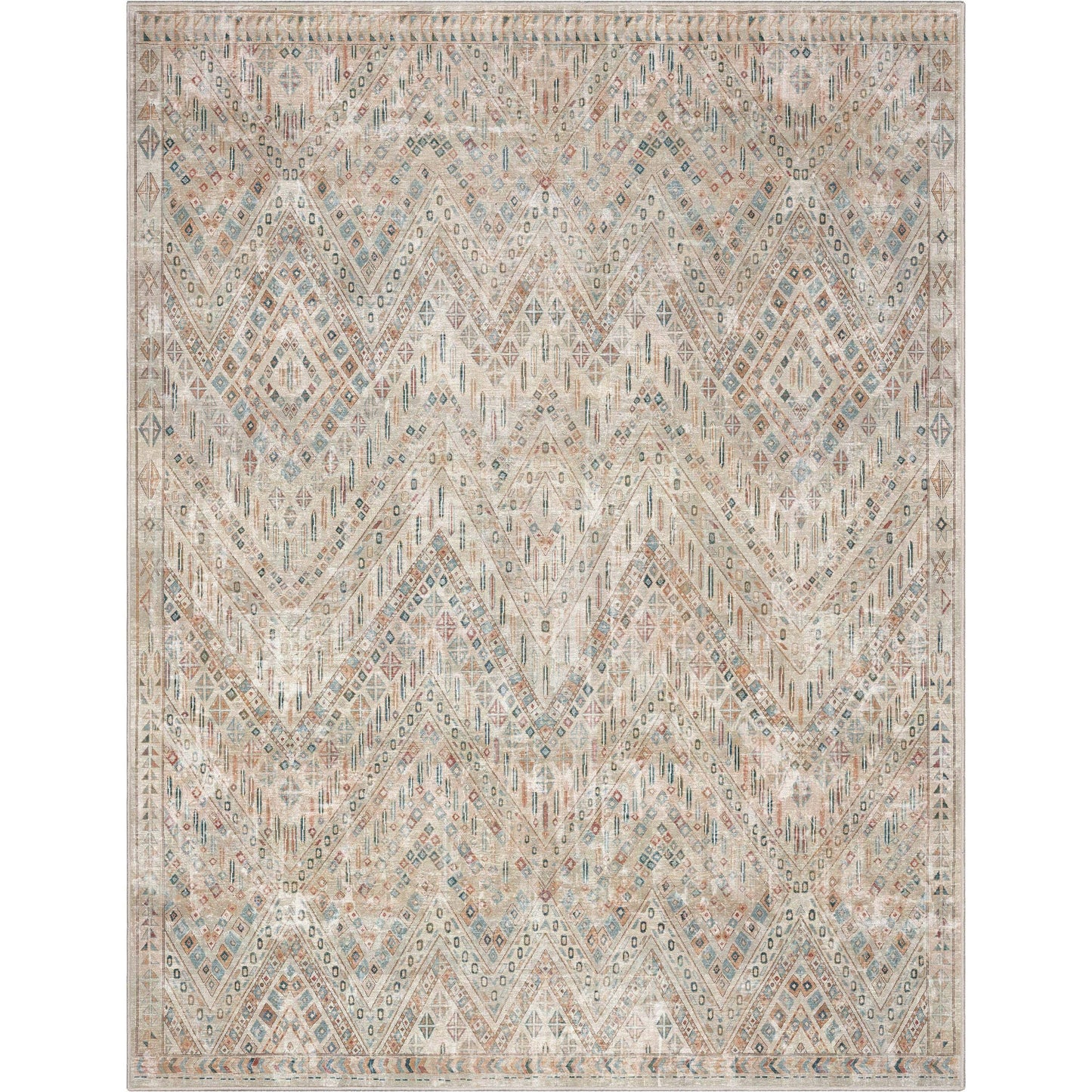 Anya Vintage Tribal Chevron Ivory Flat-Weave Rug