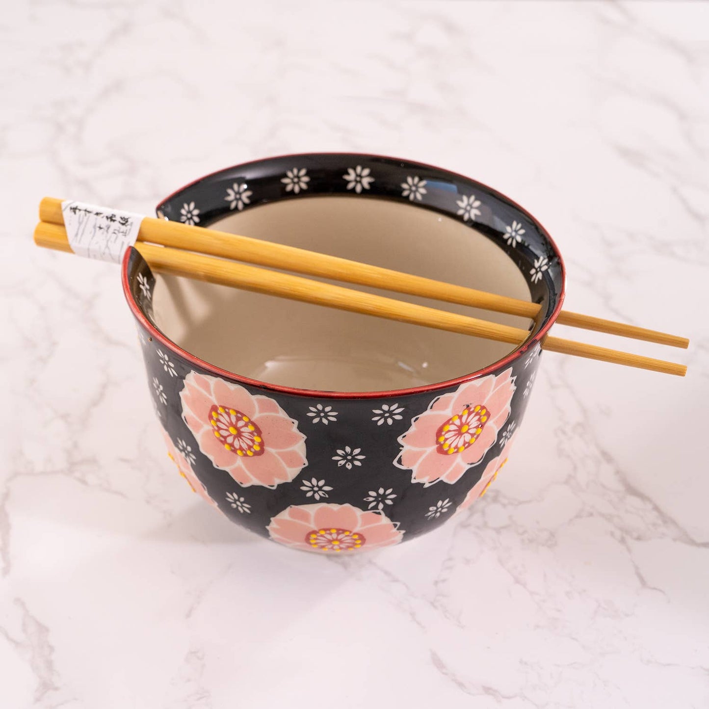 Sakura Cherry Design 18oz 5.25"D Bowl With Chopsticks Set