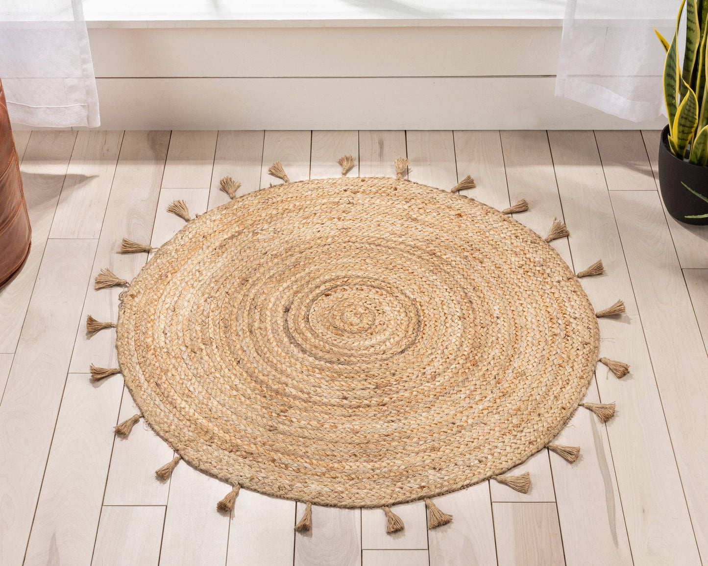 Philomena Bohemian Hand-Braided Jute Natural Textured Rug