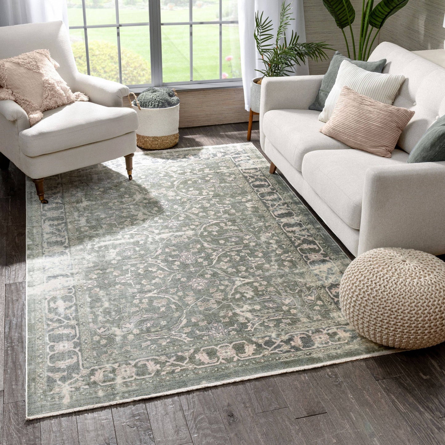 Prospect Global Vintage Persian Oriental Green Rug