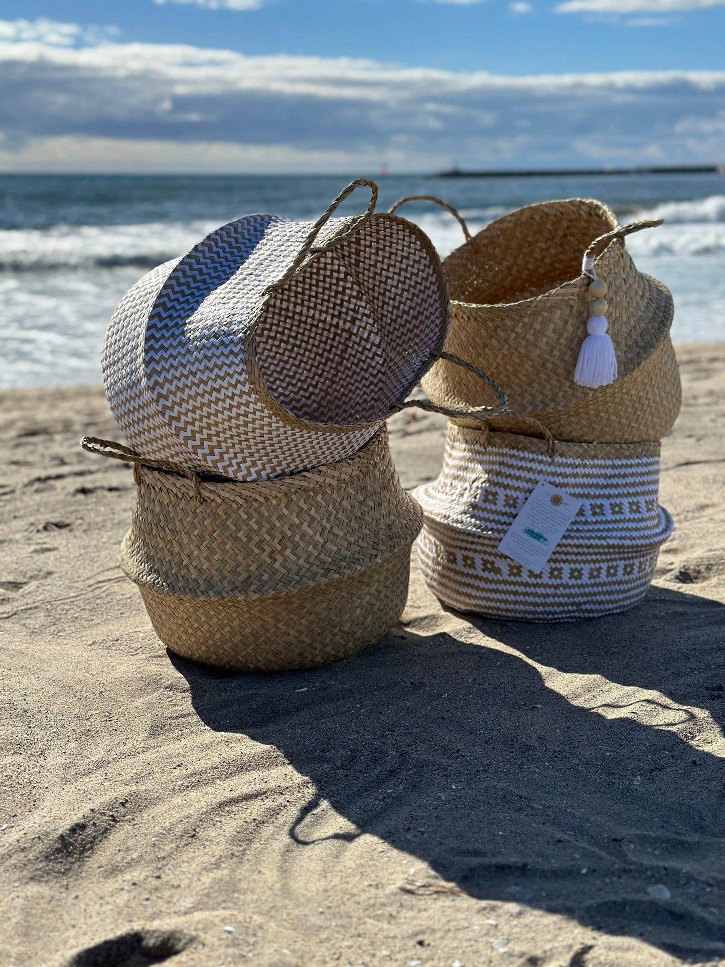 Extra Large Seagrass Woven Storage Baskets SET OF 4, Wicker