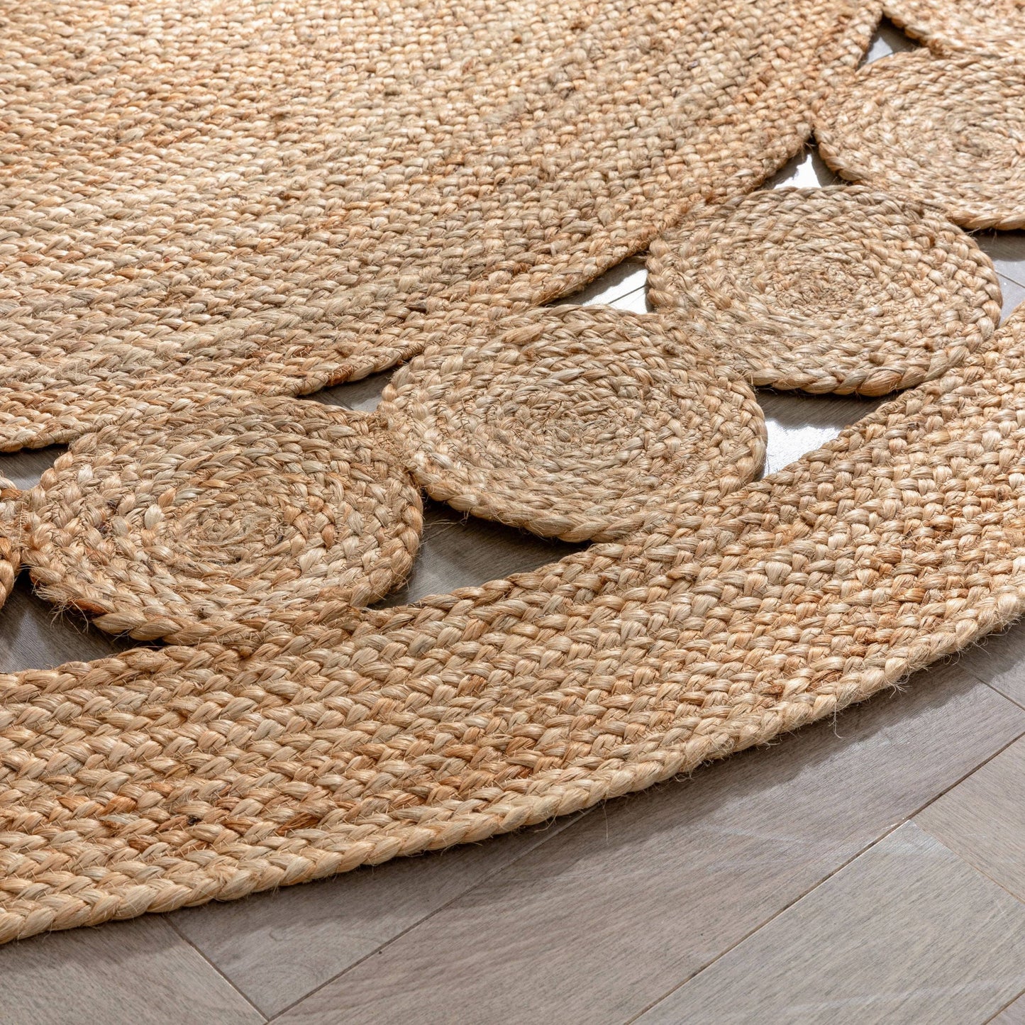 Oleana Farmhouse Jute Rug Hand-Woven Basket Weave Jute Rug