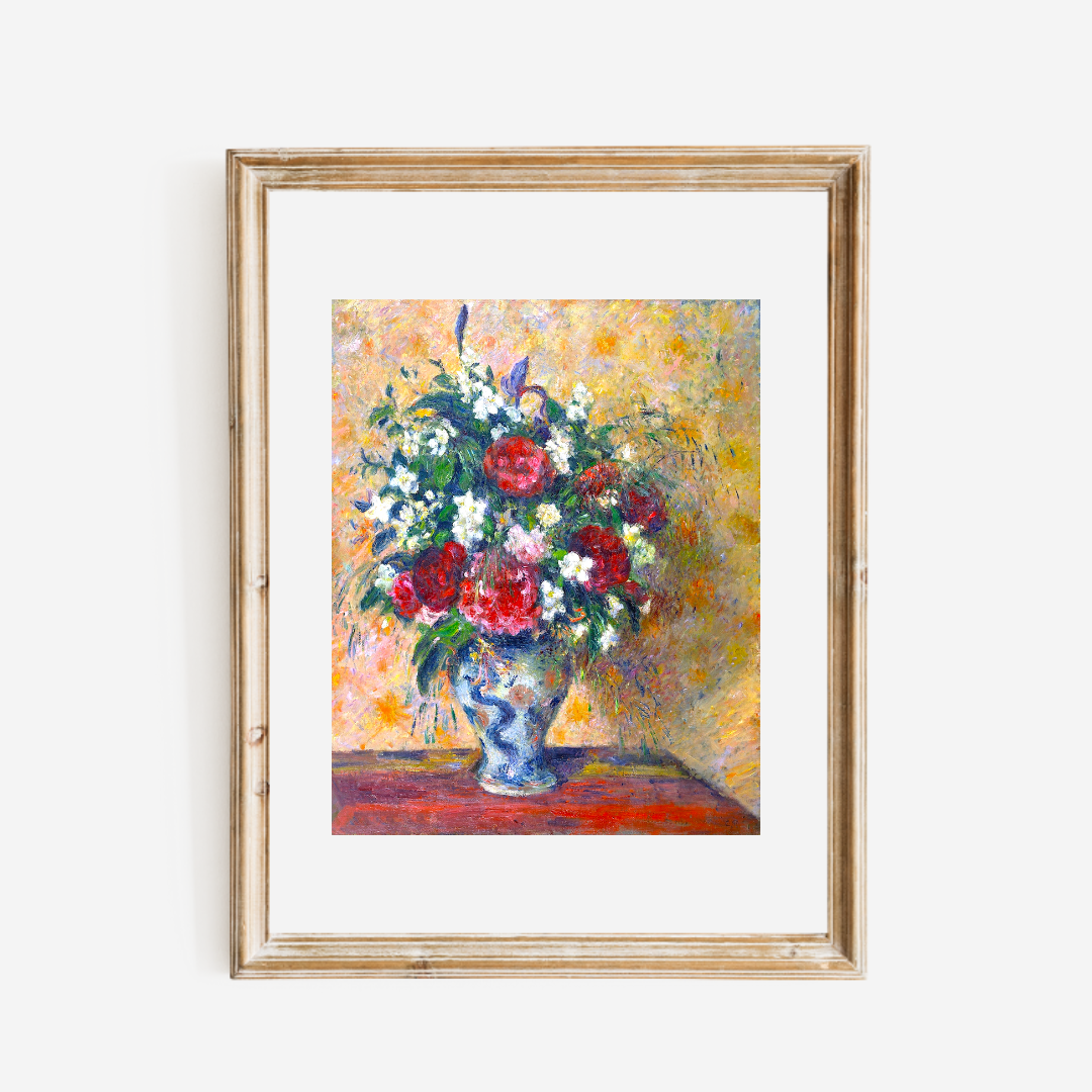 Still Life Flowers in Vase Antique Art Print