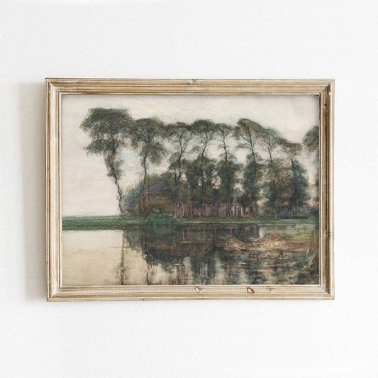 Lakeside House Vintage Art Print