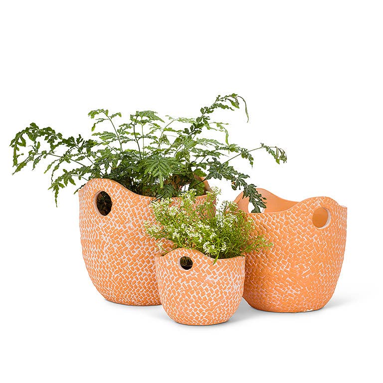 Sm Woven Planter w/Handles-4"H