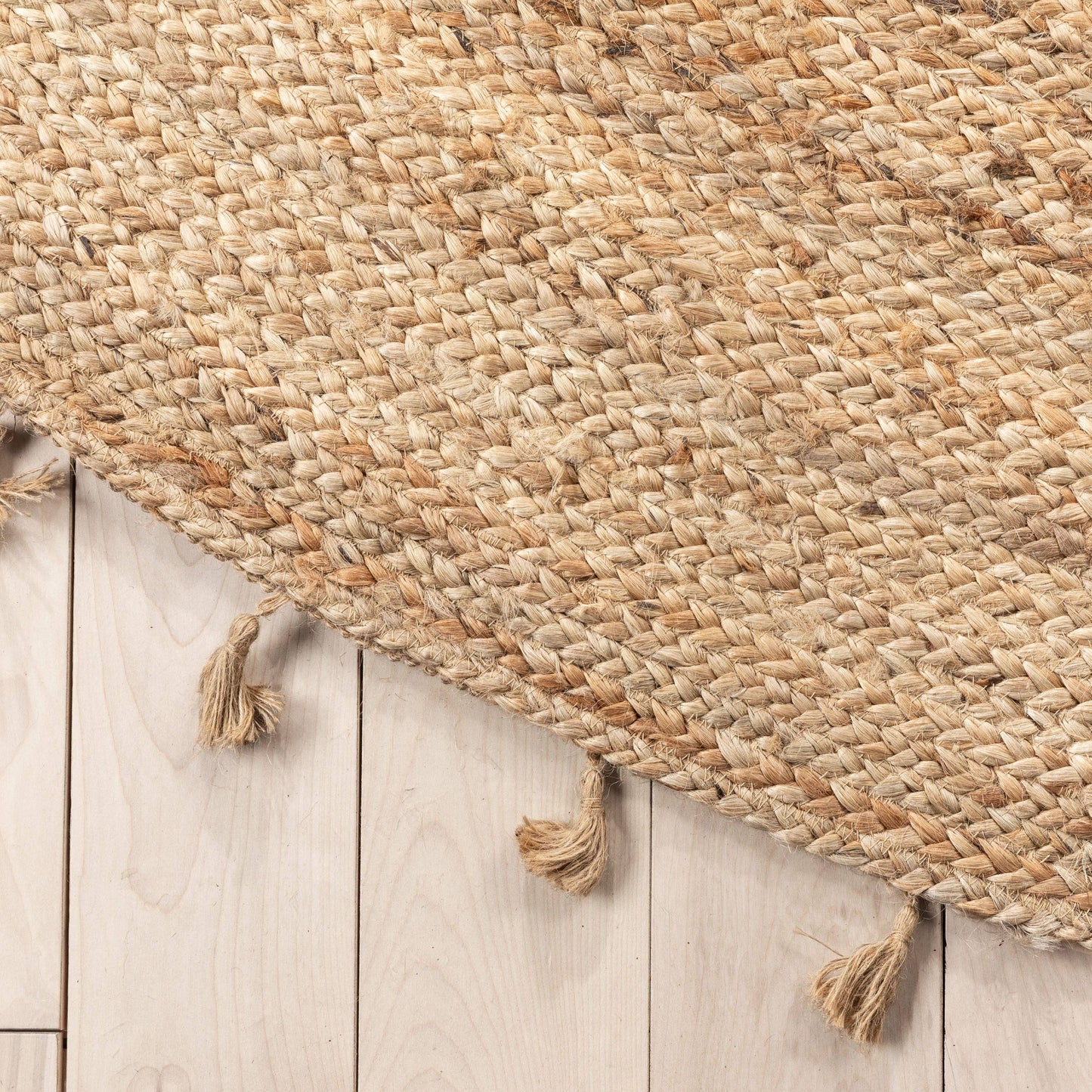 Philomena Bohemian Hand-Braided Jute Natural Textured Rug