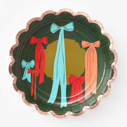 Paper Source Ribbons Bold Christmas Wreath Large Disposable Plates