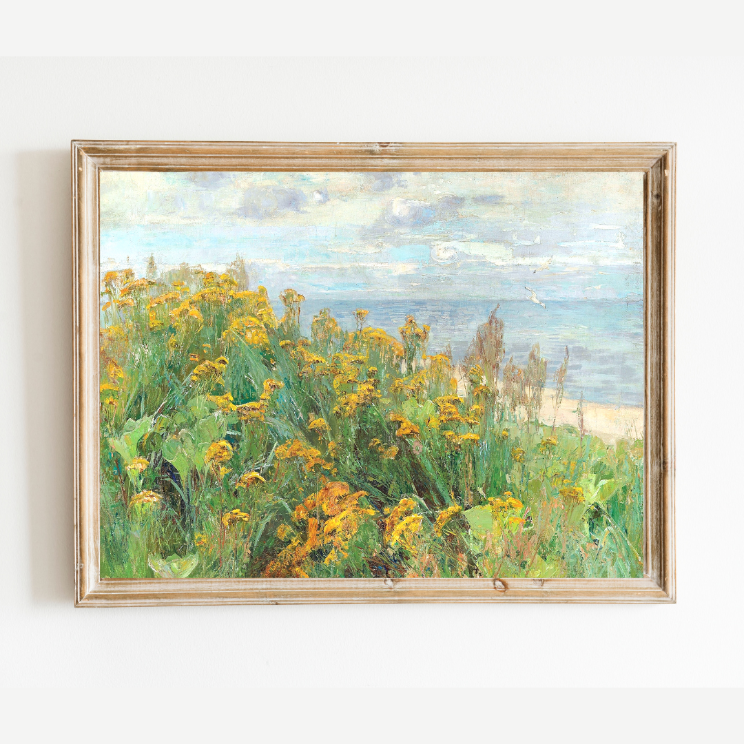 Summer Day on the Coast Antique Print