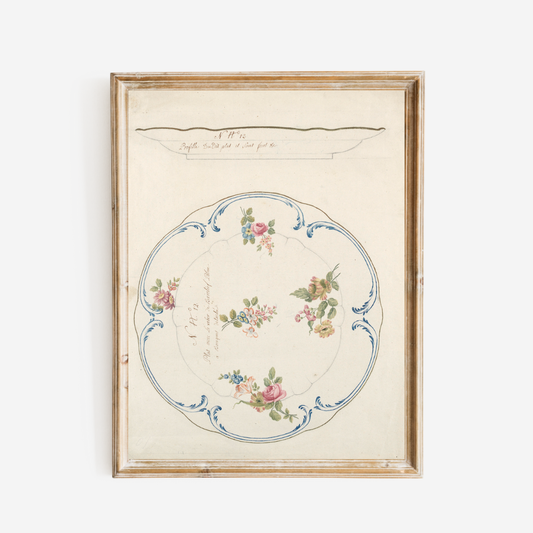 Design for a Painted Porcelain Tray Antique Art Print