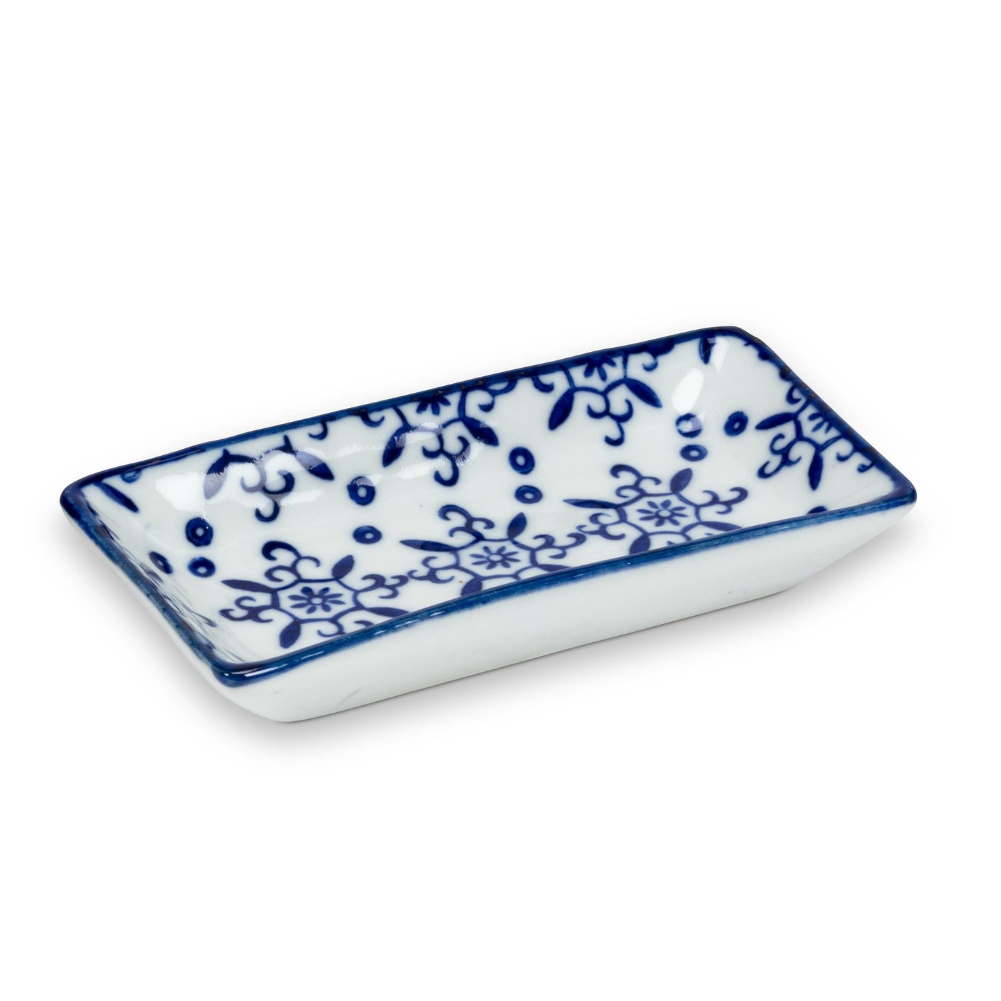 Blu/Wht Sm Rect Dish-6Asst-3.5"L-1472