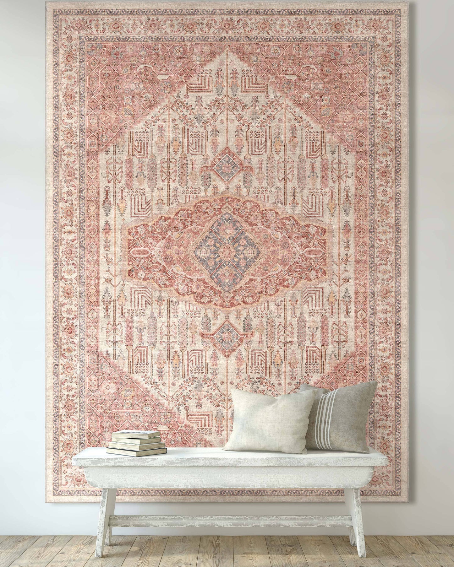 San Marino Vintage Oriental Botanical Flat-Weave Rug