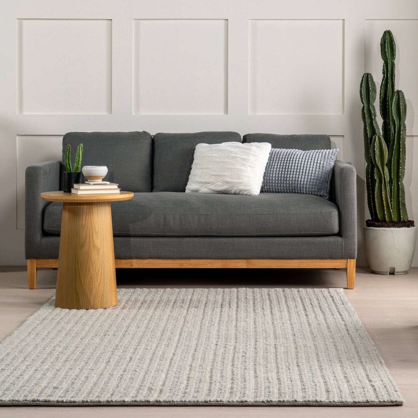 Aaleigha Casual Striped Wool Area Rug