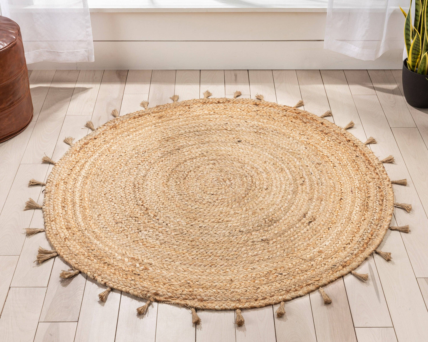 Philomena Bohemian Hand-Braided Jute Natural Textured Rug