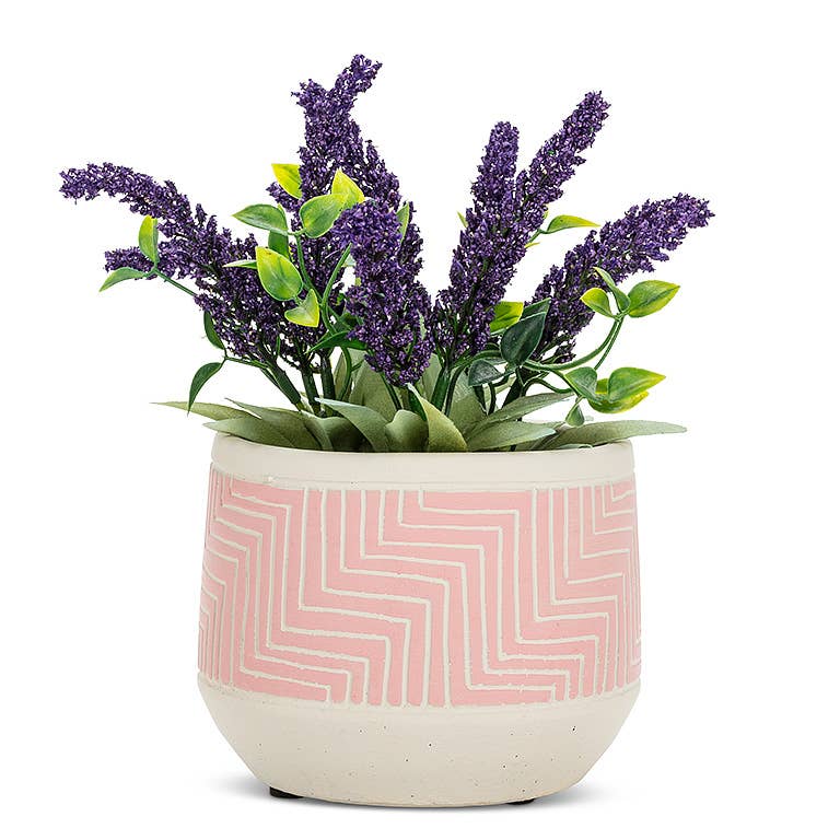 Pink Sm Etched Planter-5"D