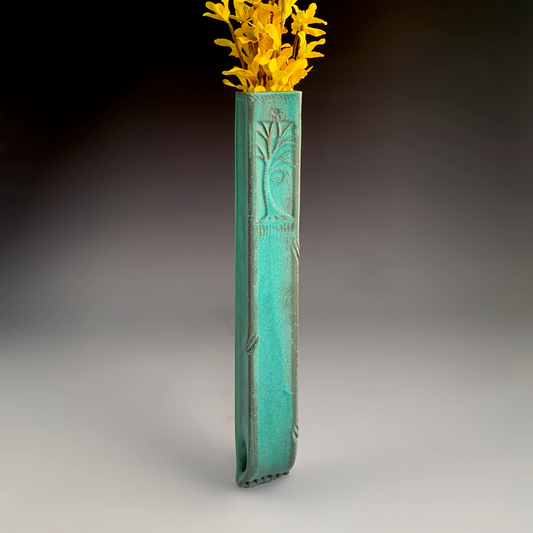 Macone Clay Stoneware Tall Straight Wall Vase Green or Gray