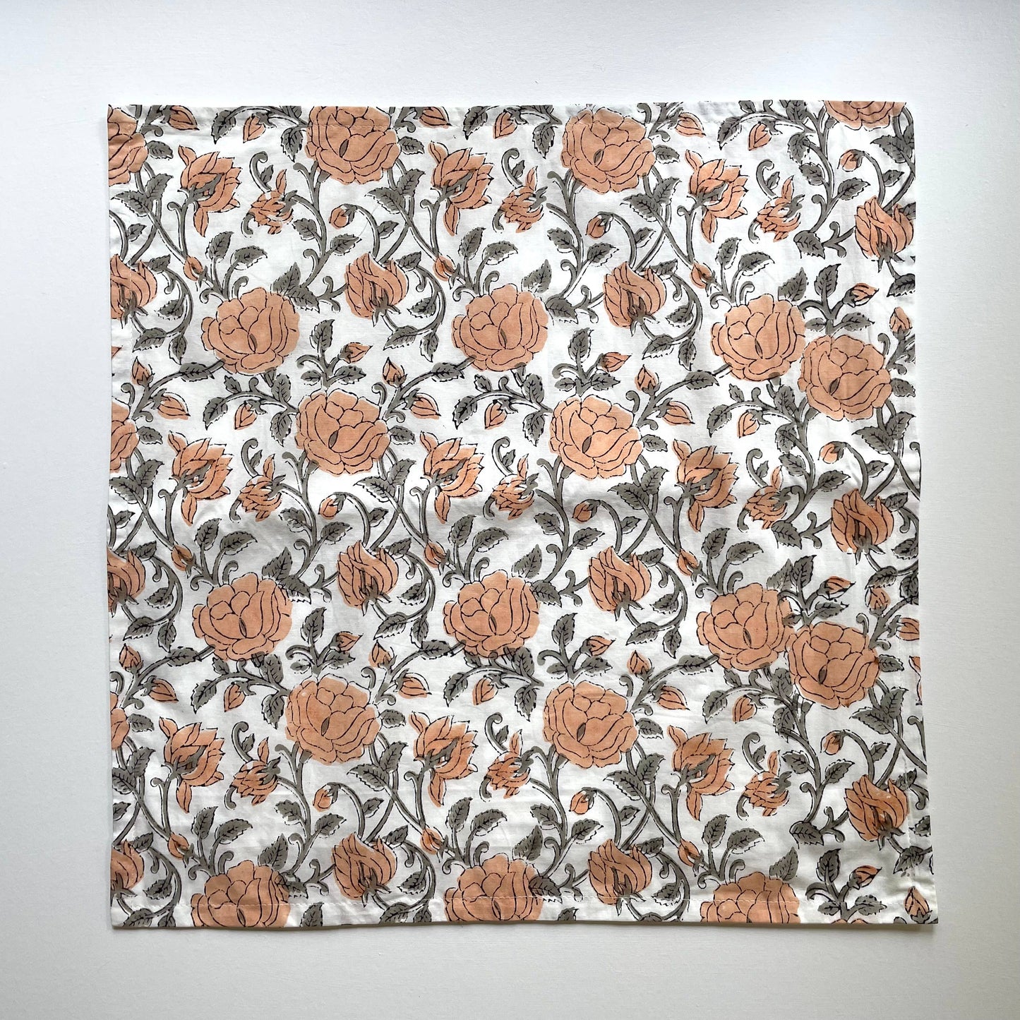 18x18 cotton peach greyblock print vintage roses square pillow