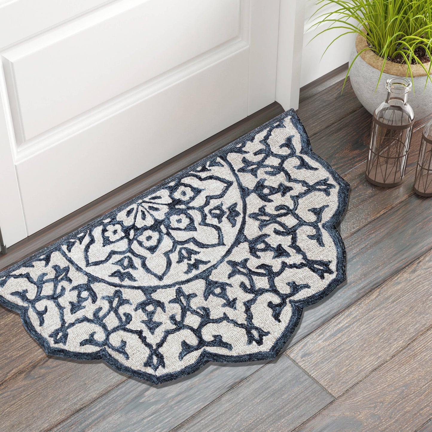 Modern Mosaic Medallion Hearth Rug  2'3" x 3'10" WOOL