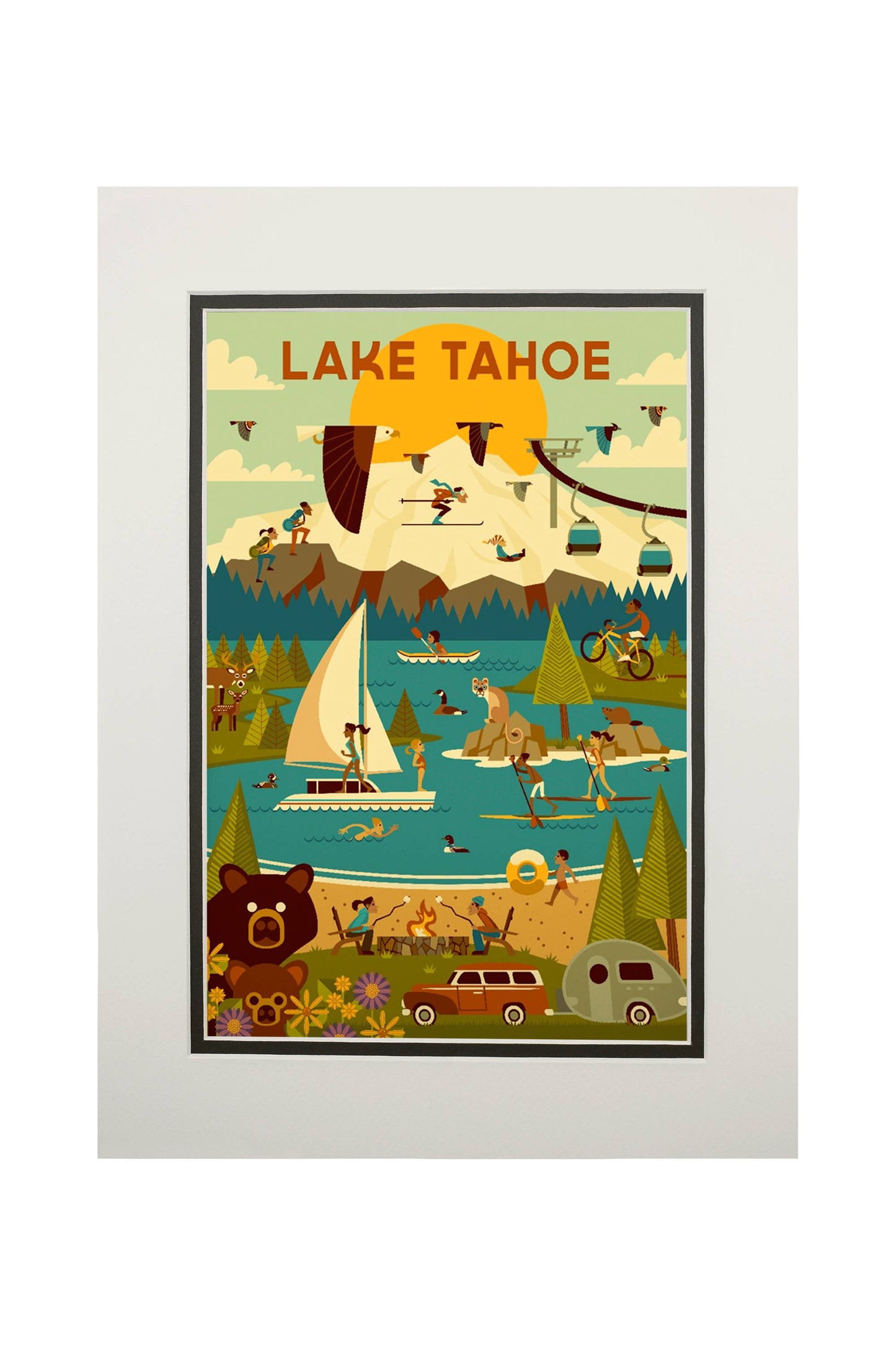 Lake Tahoe, California, Geometric Wall Decor (9 Options)