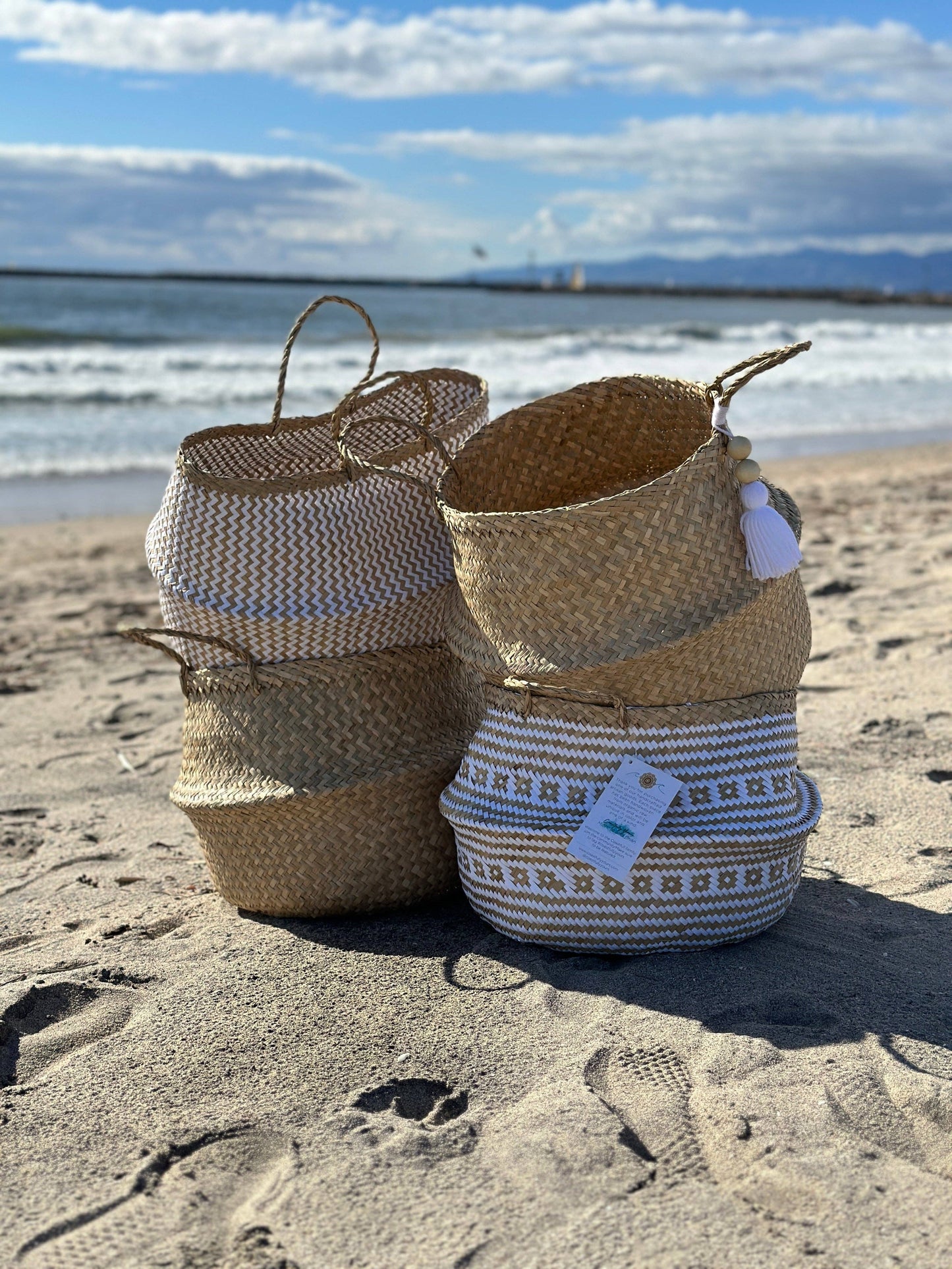 Extra Large Seagrass Woven Storage Baskets SET OF 4, Wicker