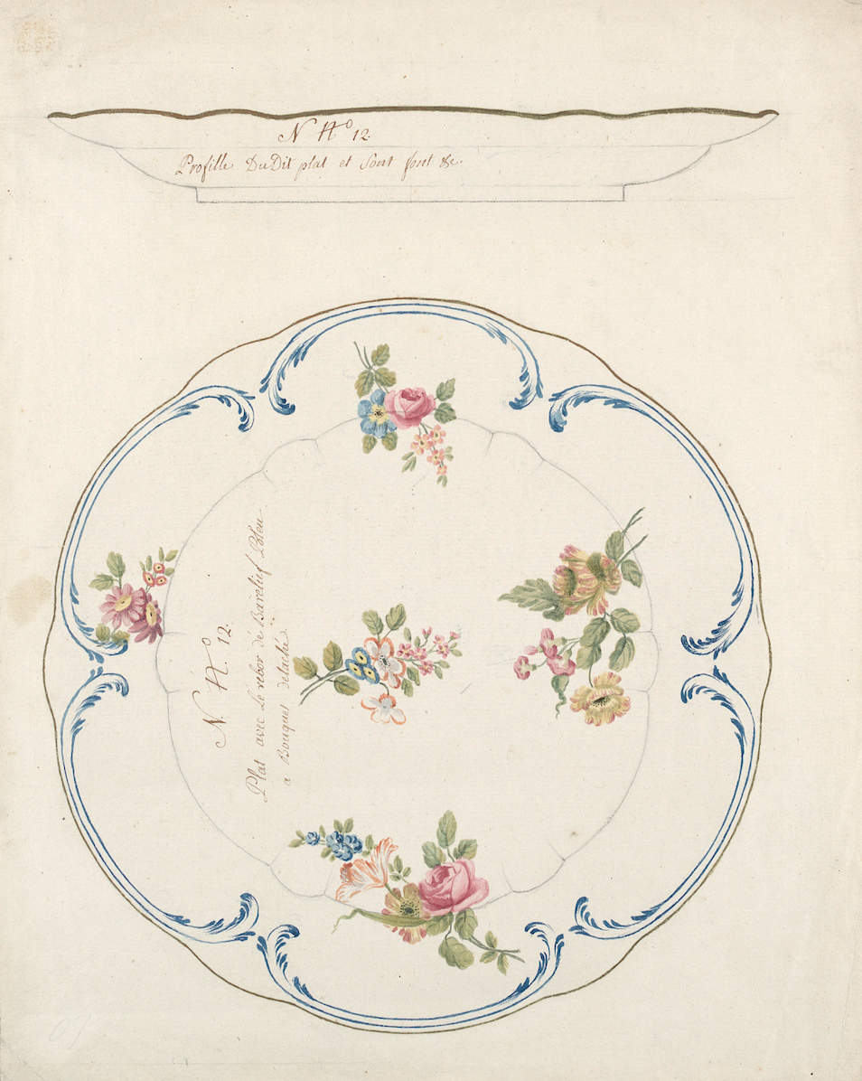 Design for a Painted Porcelain Tray Antique Art Print