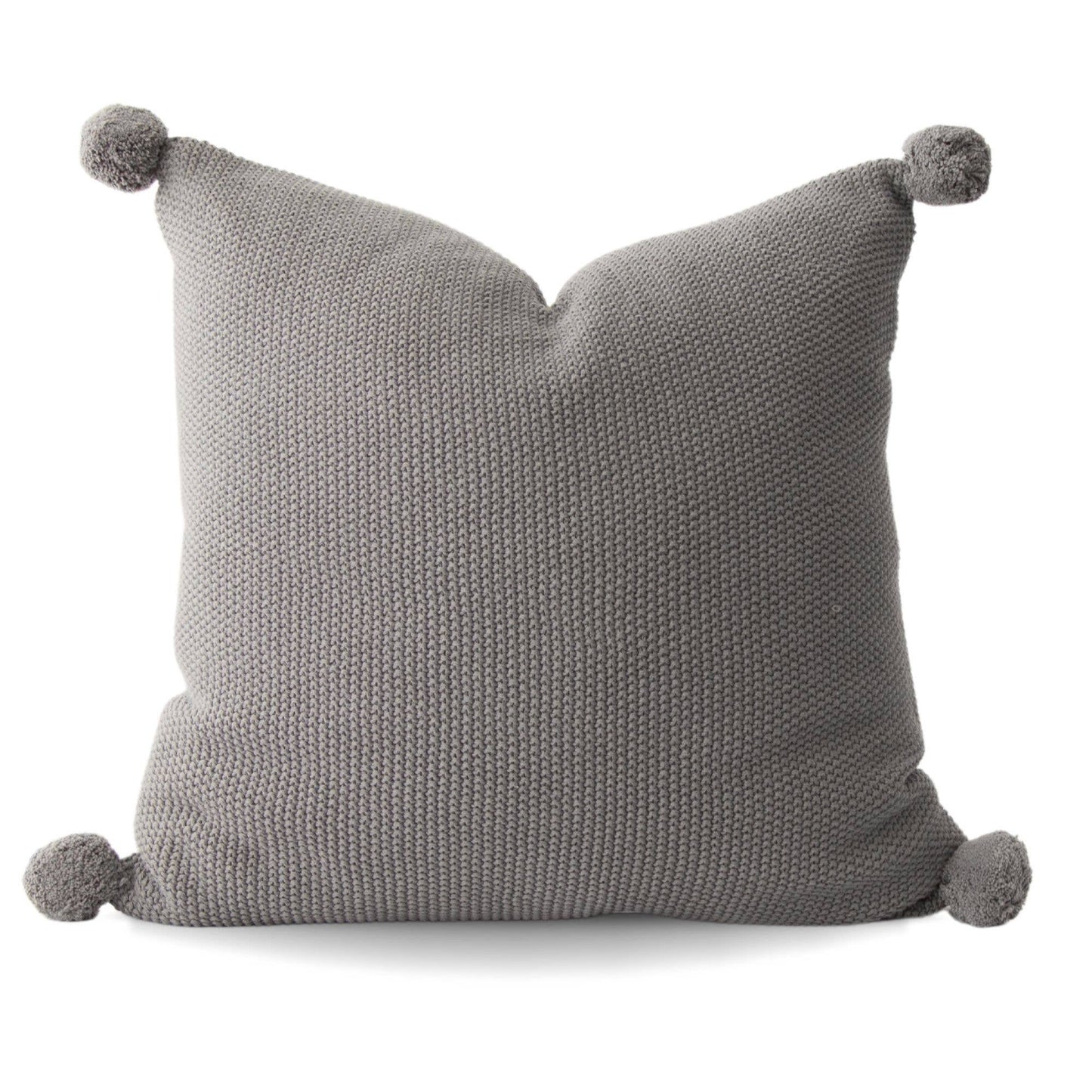 Aria Cotton Knit Pillow Cover with Pompoms