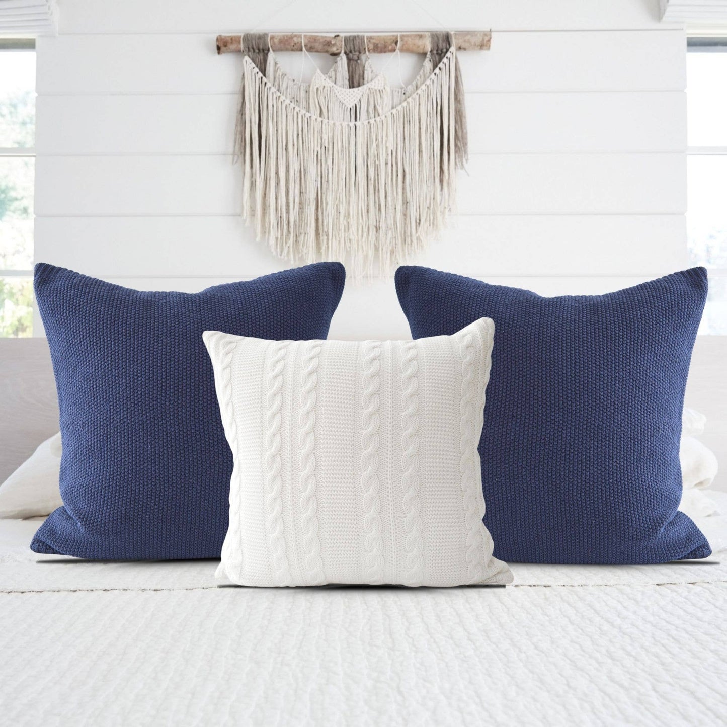 Sia Cotton Seedstitch Knit Pillow Cover