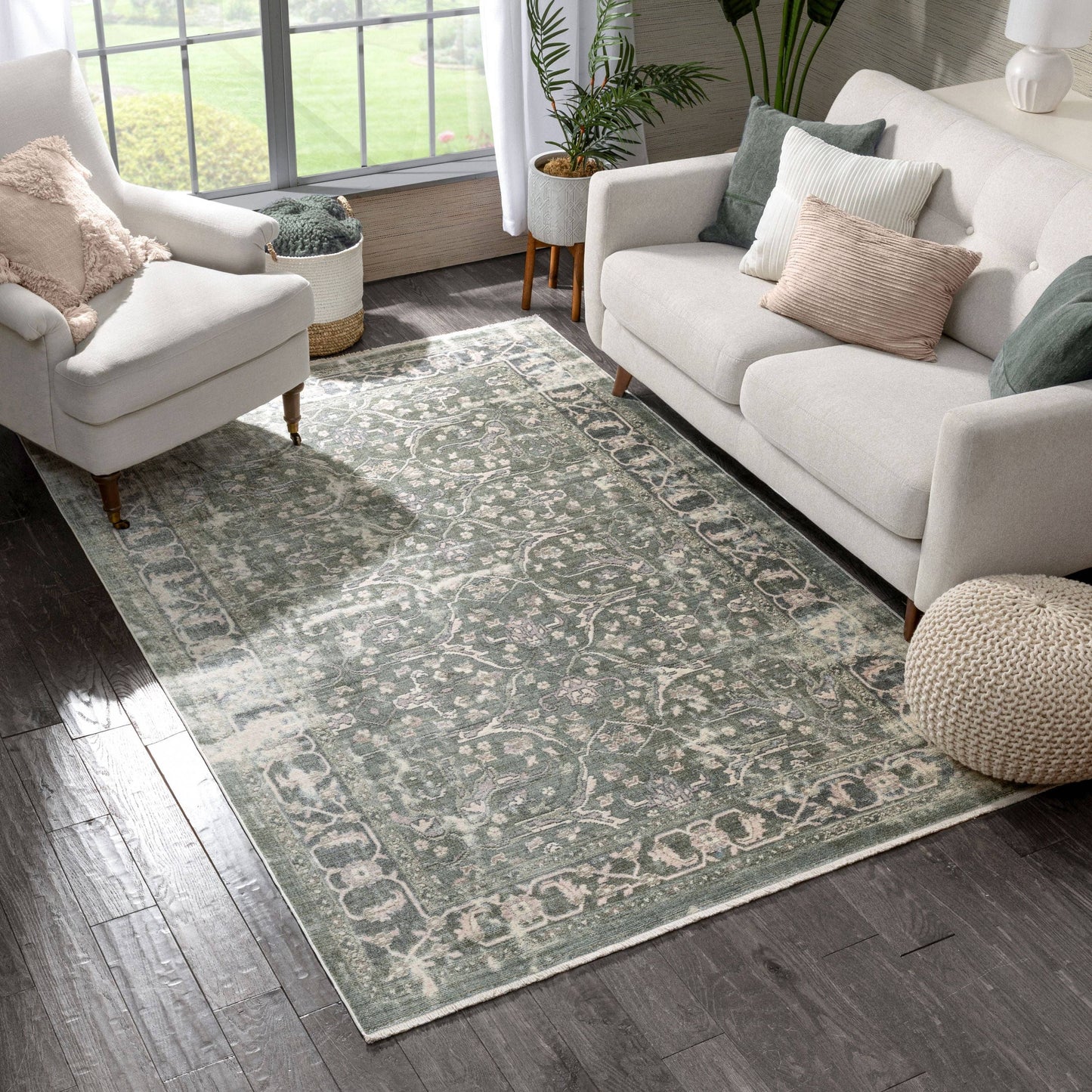 Prospect Global Vintage Persian Oriental Green Rug