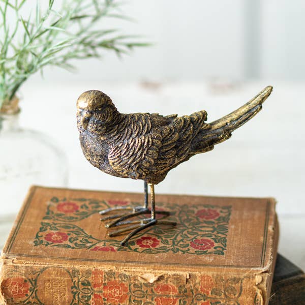 Gold Parakeet Tabletop Figurine