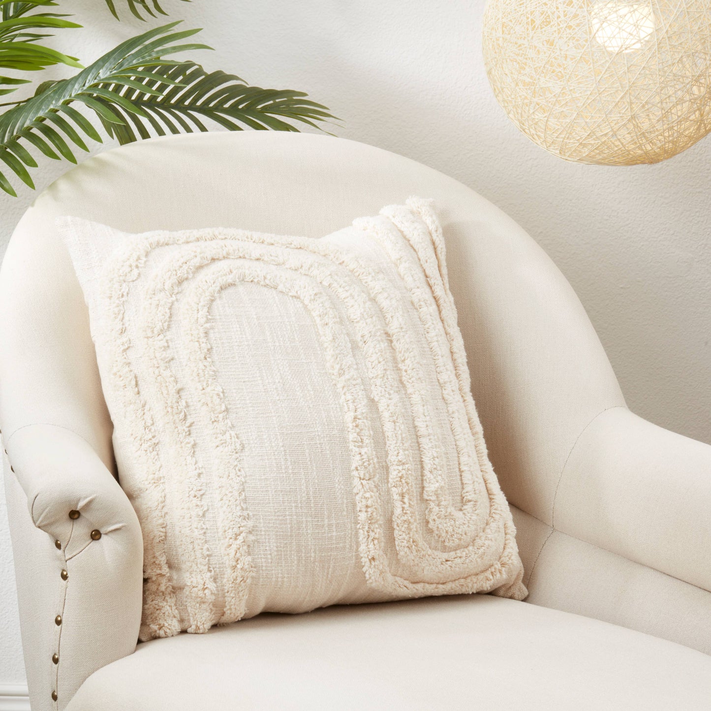 Modern Chic Tufted Throw Pillow cream swirl