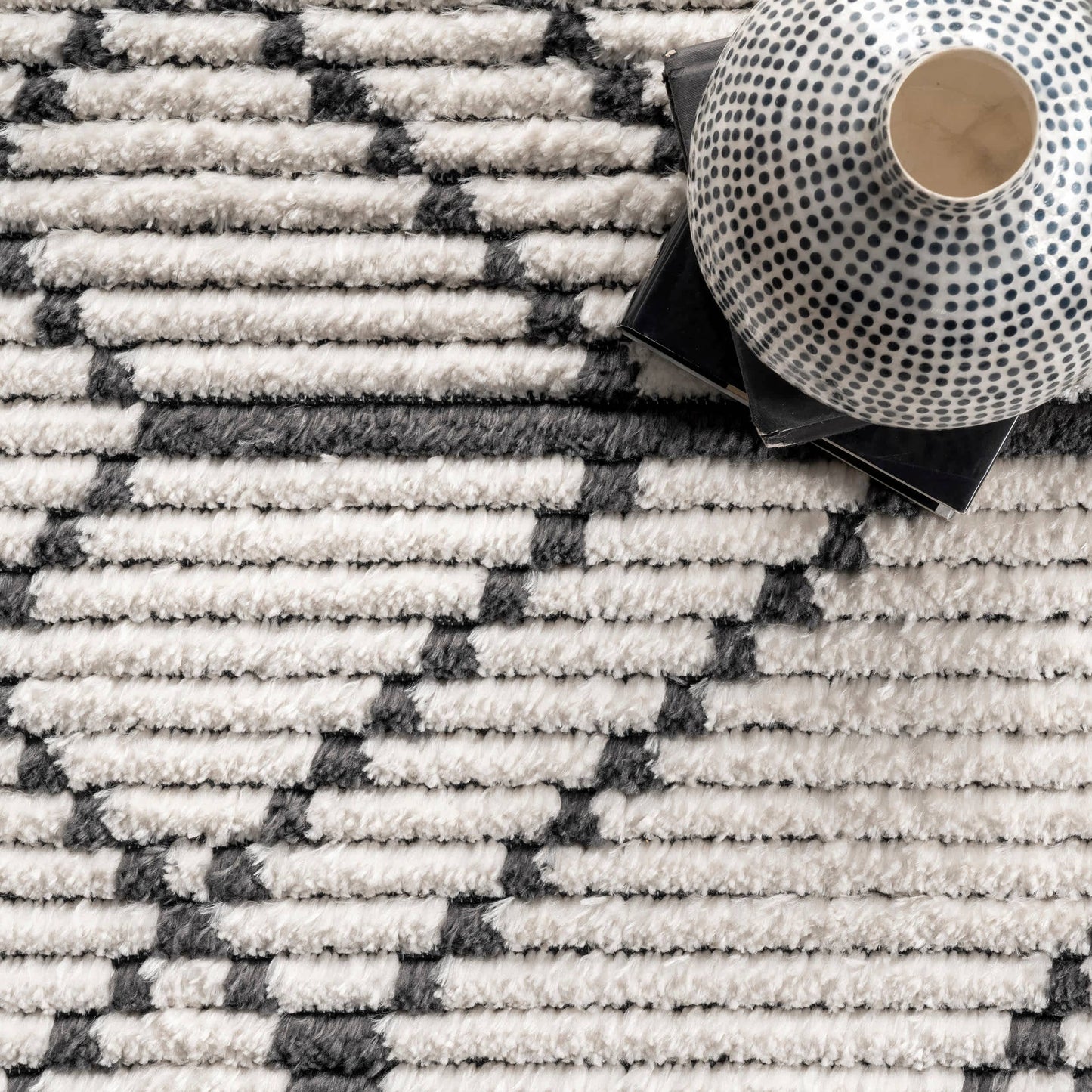 Carlina Modern Geometric Soft Shag Fringe Area Rug