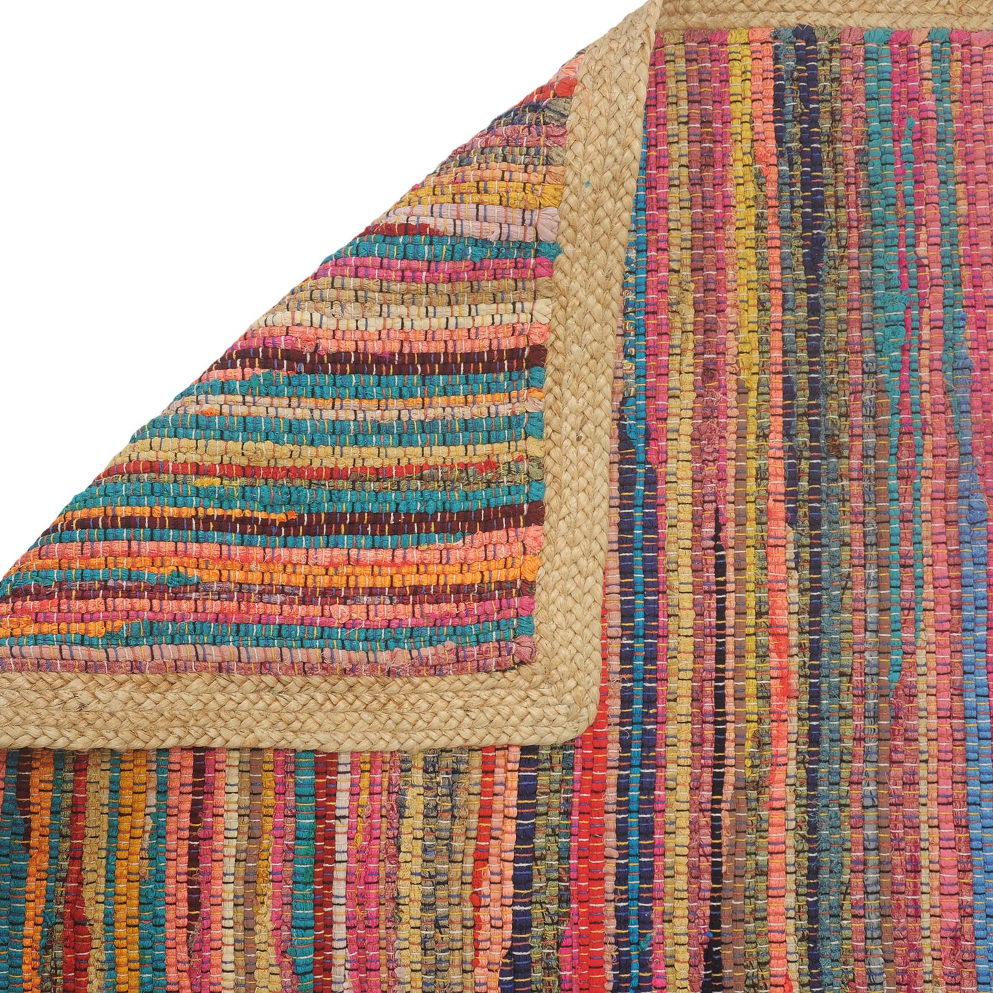 Multicolored Geometric Jute Bordered Accent Rug, 2' x 3'