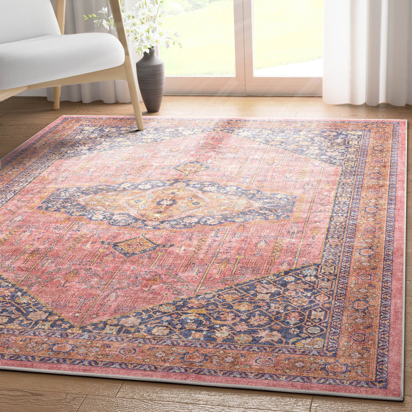 San Marino Vintage Oriental Botanical Flat-Weave Rug