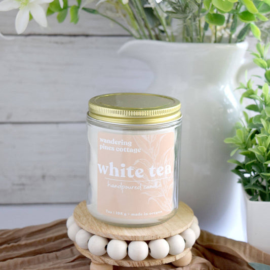 White Tea Candle - 7 oz Glass Jar Candle