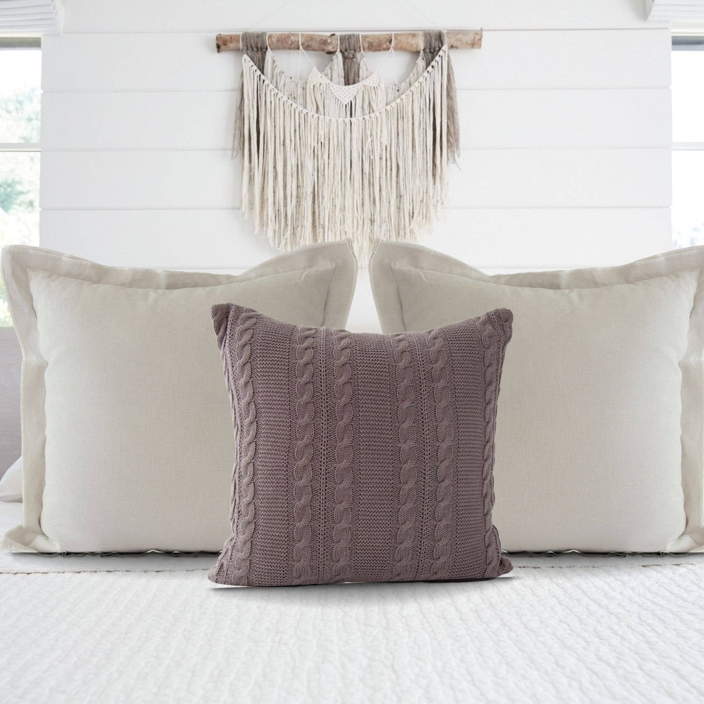 Luna Cable Knit Cotton Pillow Cover