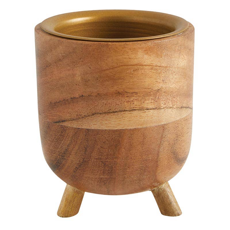 Acacia Wood Candle Holder Sm