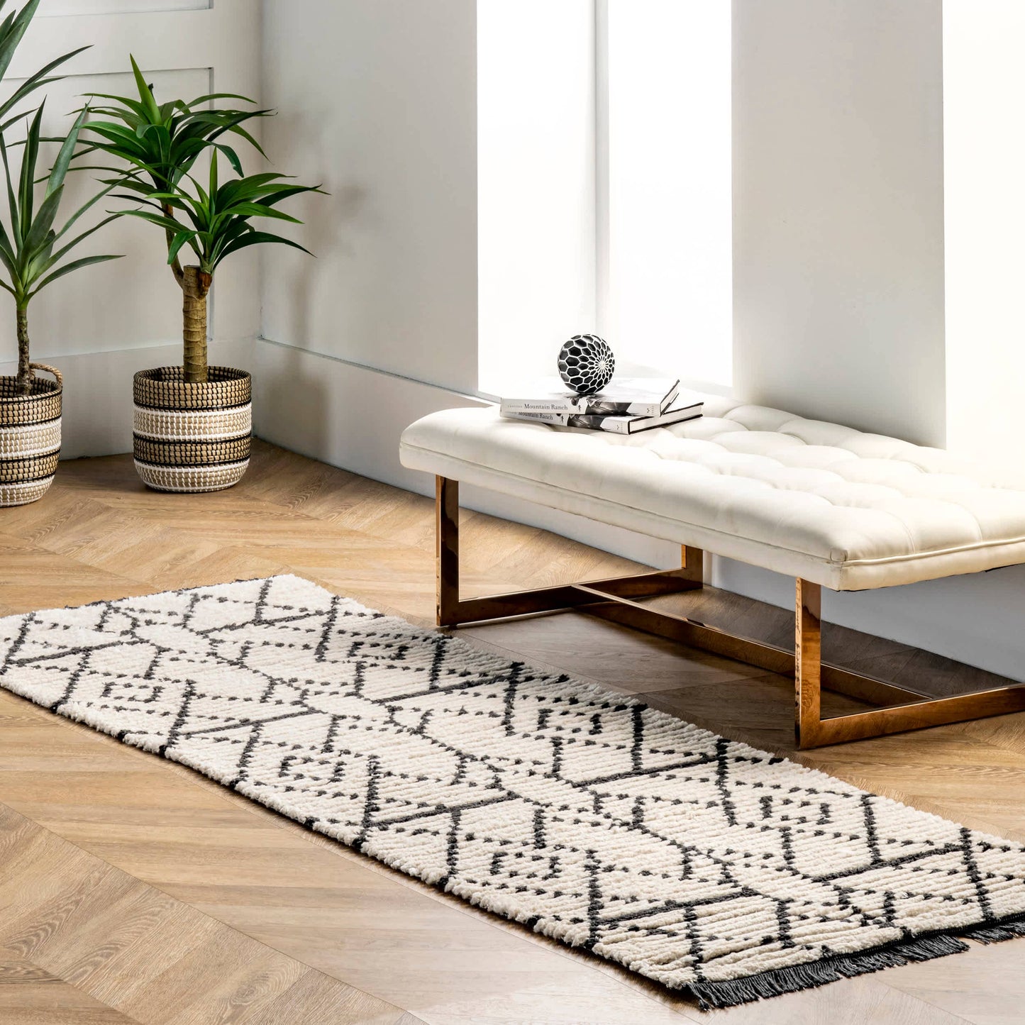 Carlina Modern Geometric Soft Shag Fringe Area Rug