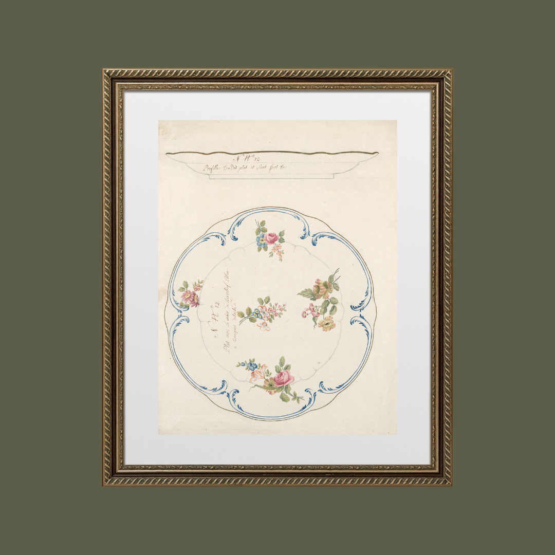 Design for a Painted Porcelain Tray Antique Art Print