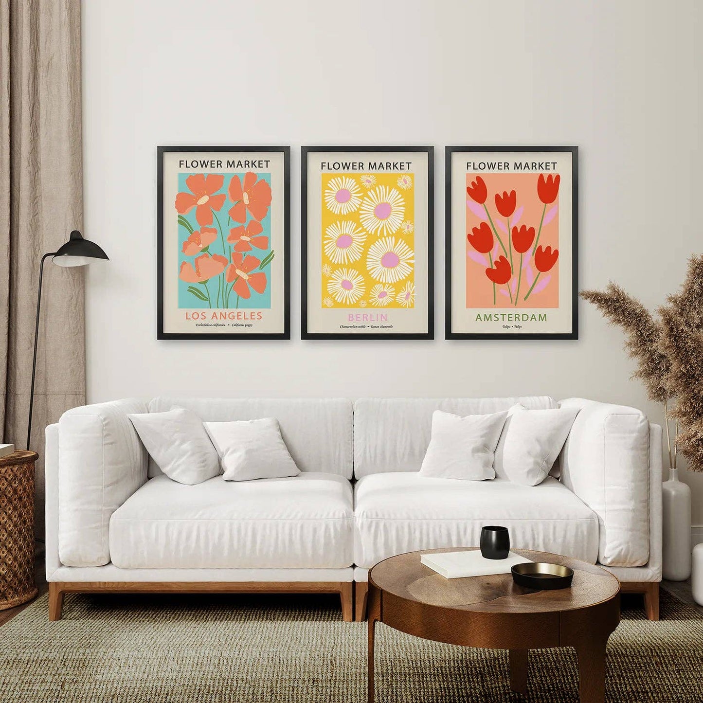 3 Piece Botanical Boho Art Set. Flower Market Theme