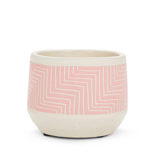 Pink Sm Etched Planter-5"D