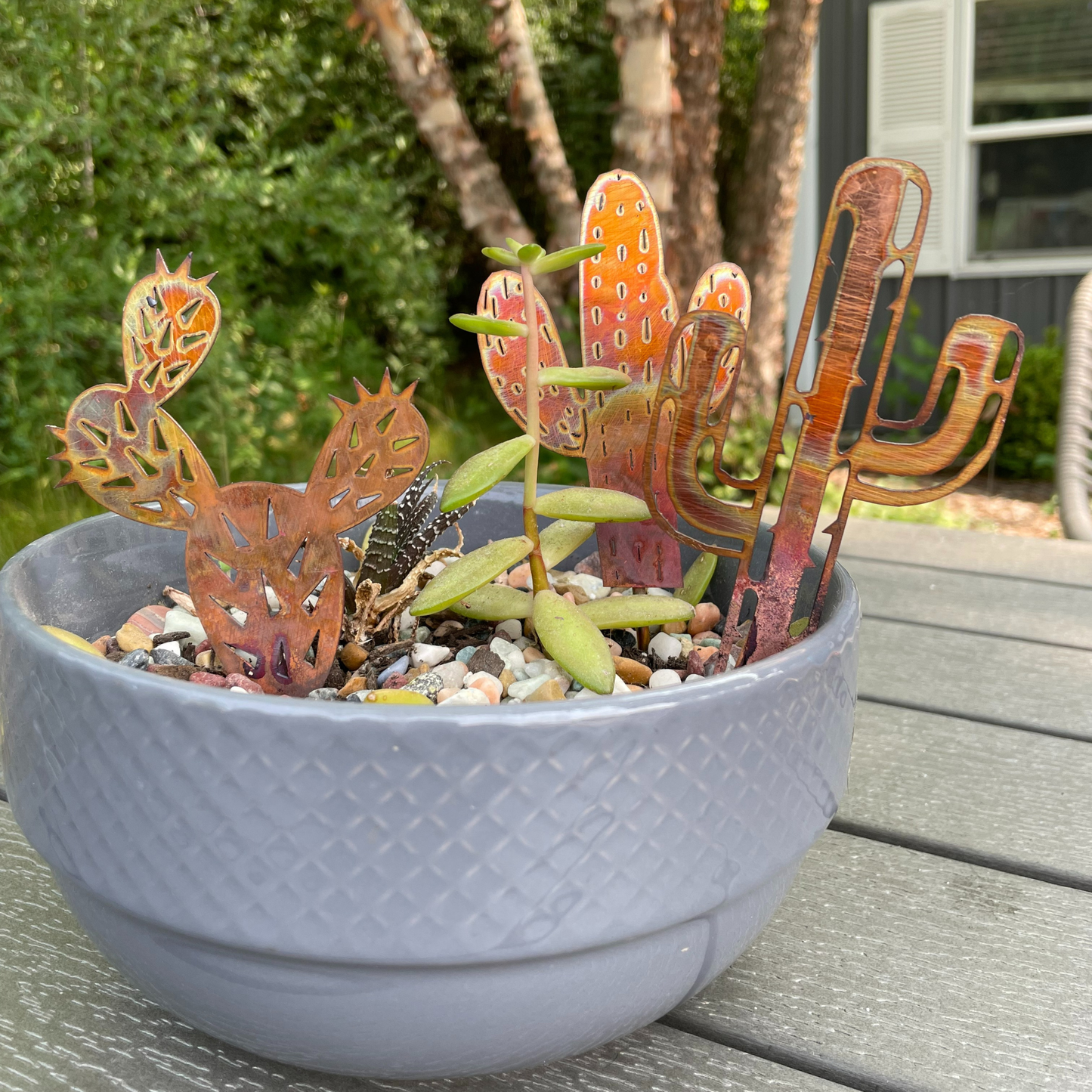 Natural Copper Cactus plant decoration assortment (bare)