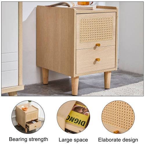 Storage cabinet MDF Board bedside cabinet Japanese rattan