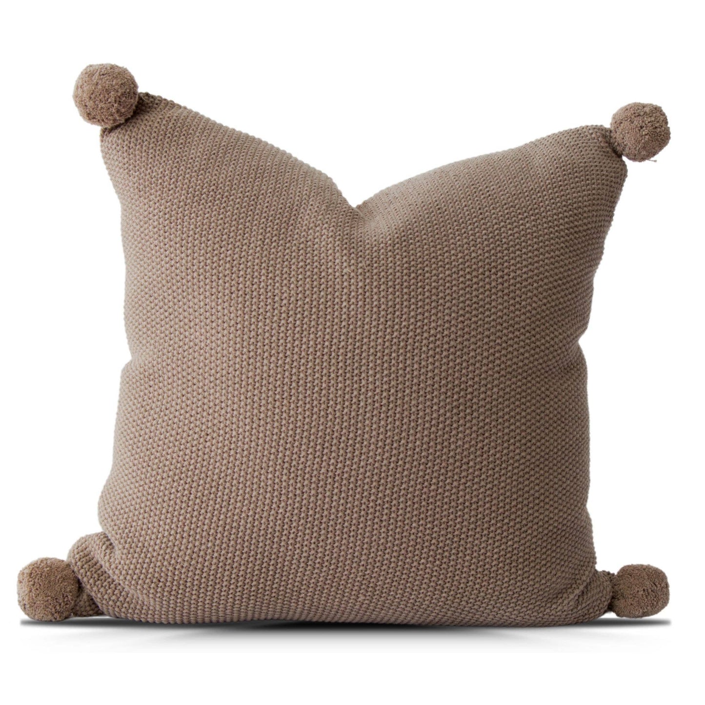 Aria Cotton Knit Pillow Cover with Pompoms