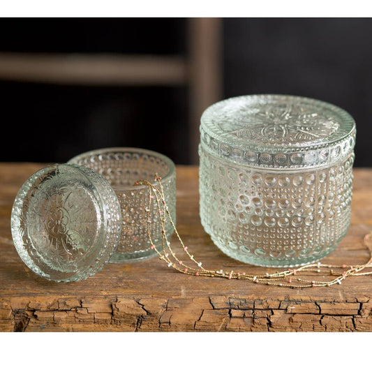 Set of Two Decorative Glass Jars