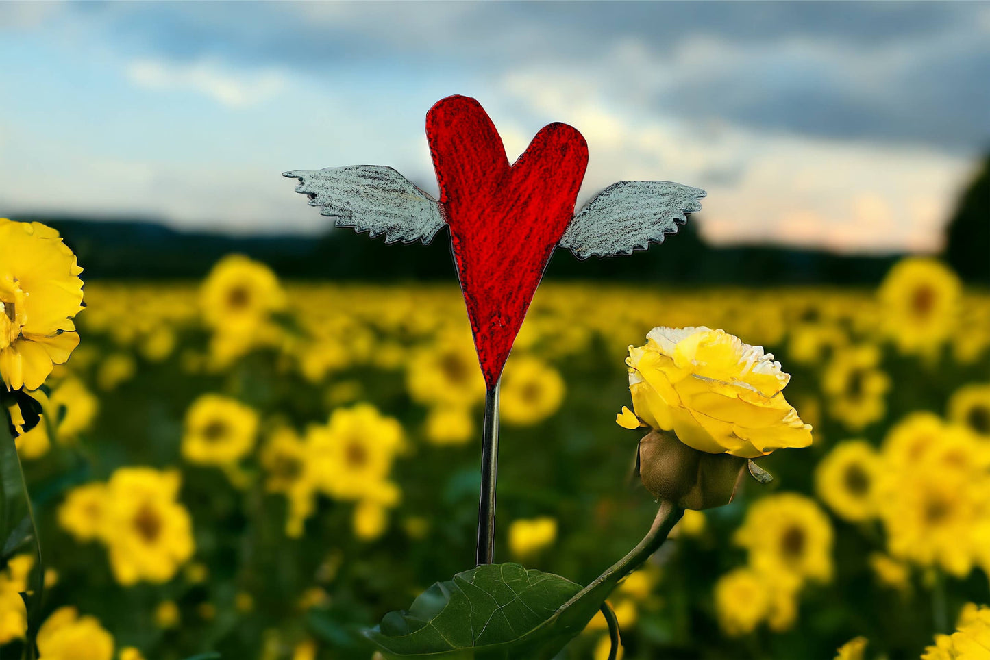 Heart Plant Stake whimsical garden hippie gypsy teen peace